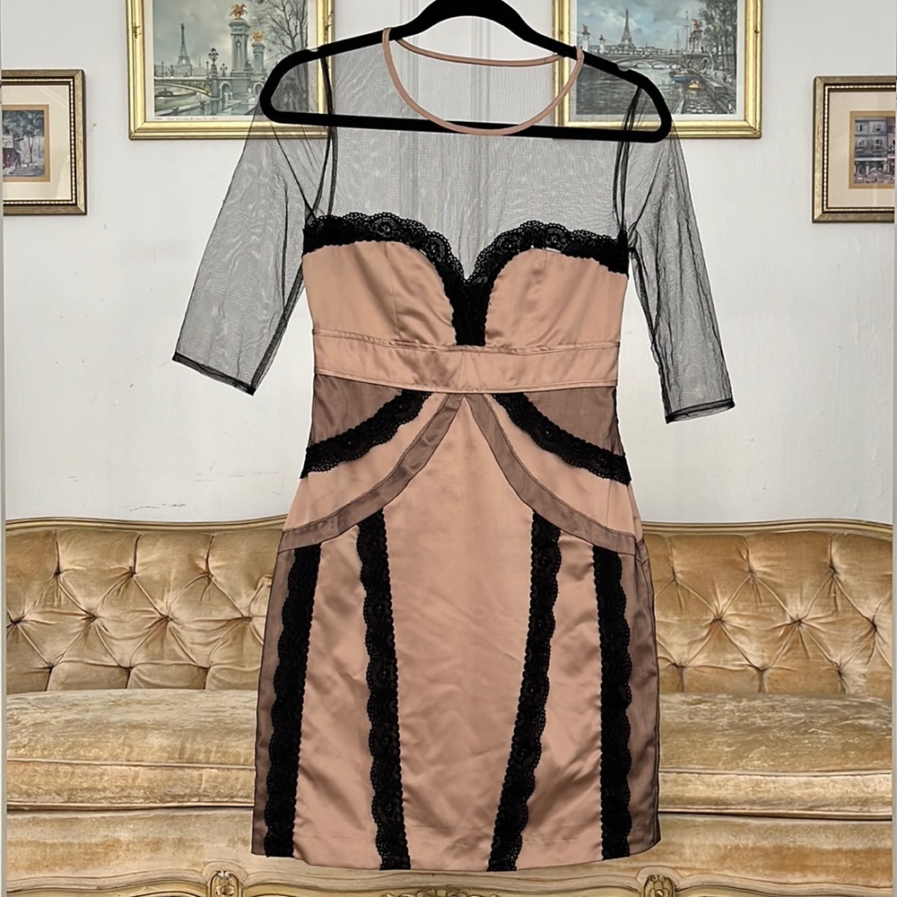 Vintage ASOS Champagne color satin and lace cocktail dress  Y2K